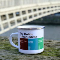 The Dublin Colour Palette Enamel Mug at Ha’Penny Bridge on the River Liffey