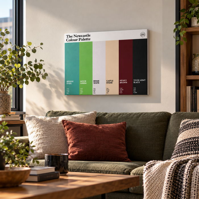 Newcastle canvas wall art featuring the colours of newcastle