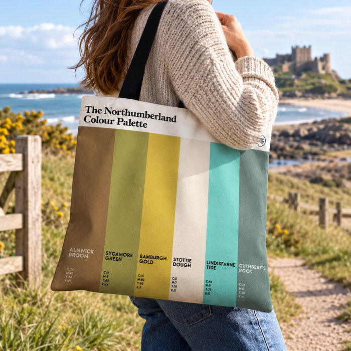 Northumberland tote bag featuring the colours of Northumberland