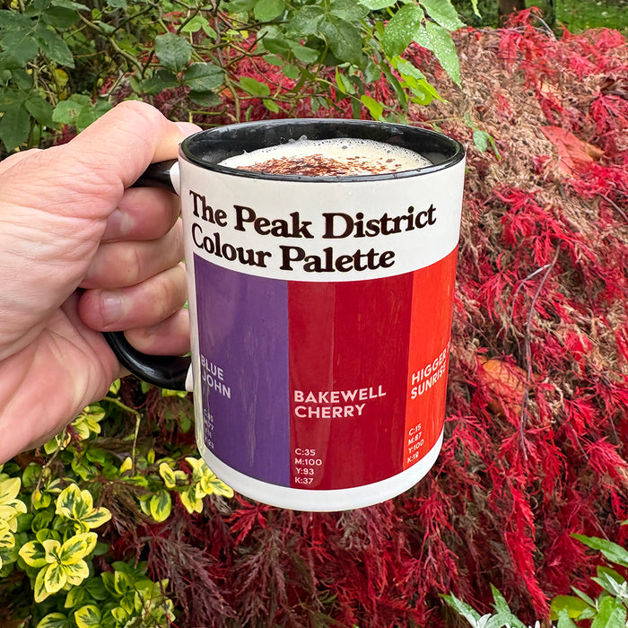 Peak District colour palette mug featuring the colours of the Peak District