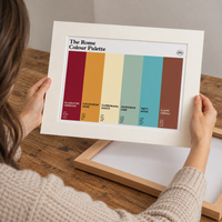 Rome Colour Palette mounted art print with six Rome-inspired colours and an off-white mount celebrating the history and culture of the Eternal City.