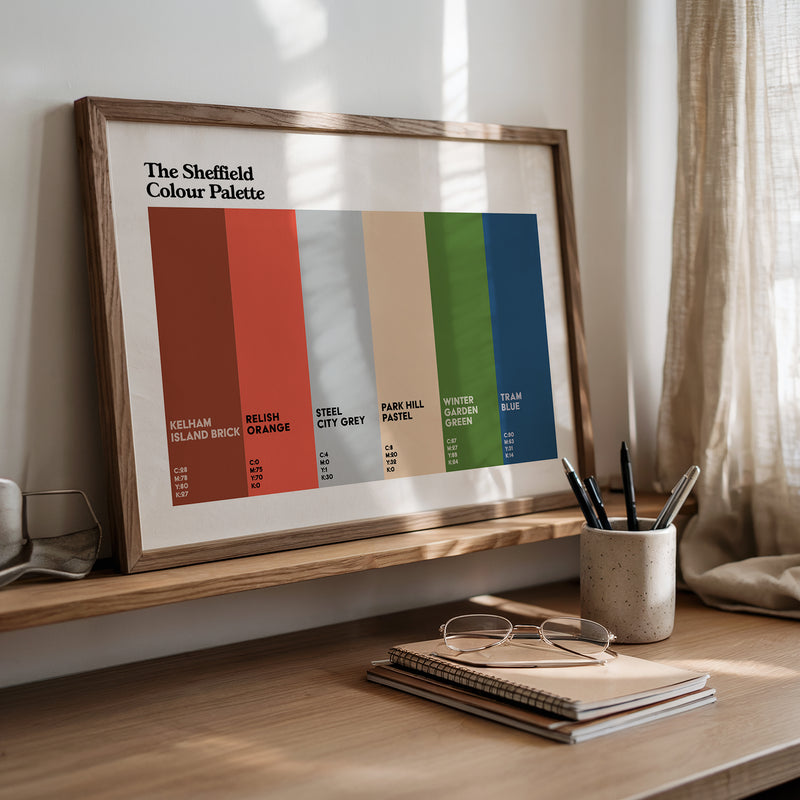 The Sheffield Colour Palette Poster framed