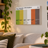 University of Birmingham canvas wall art featuring the colours of the university