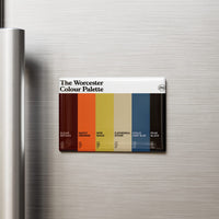 Worcester fridge magnet featuring the colours of Worcester