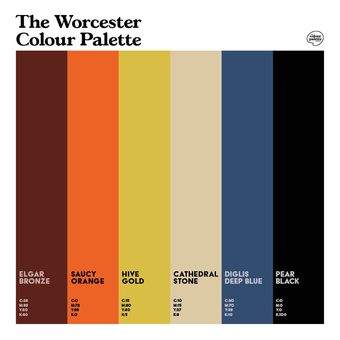 The Worcester Colour Palette design featuring the colours of Worcester